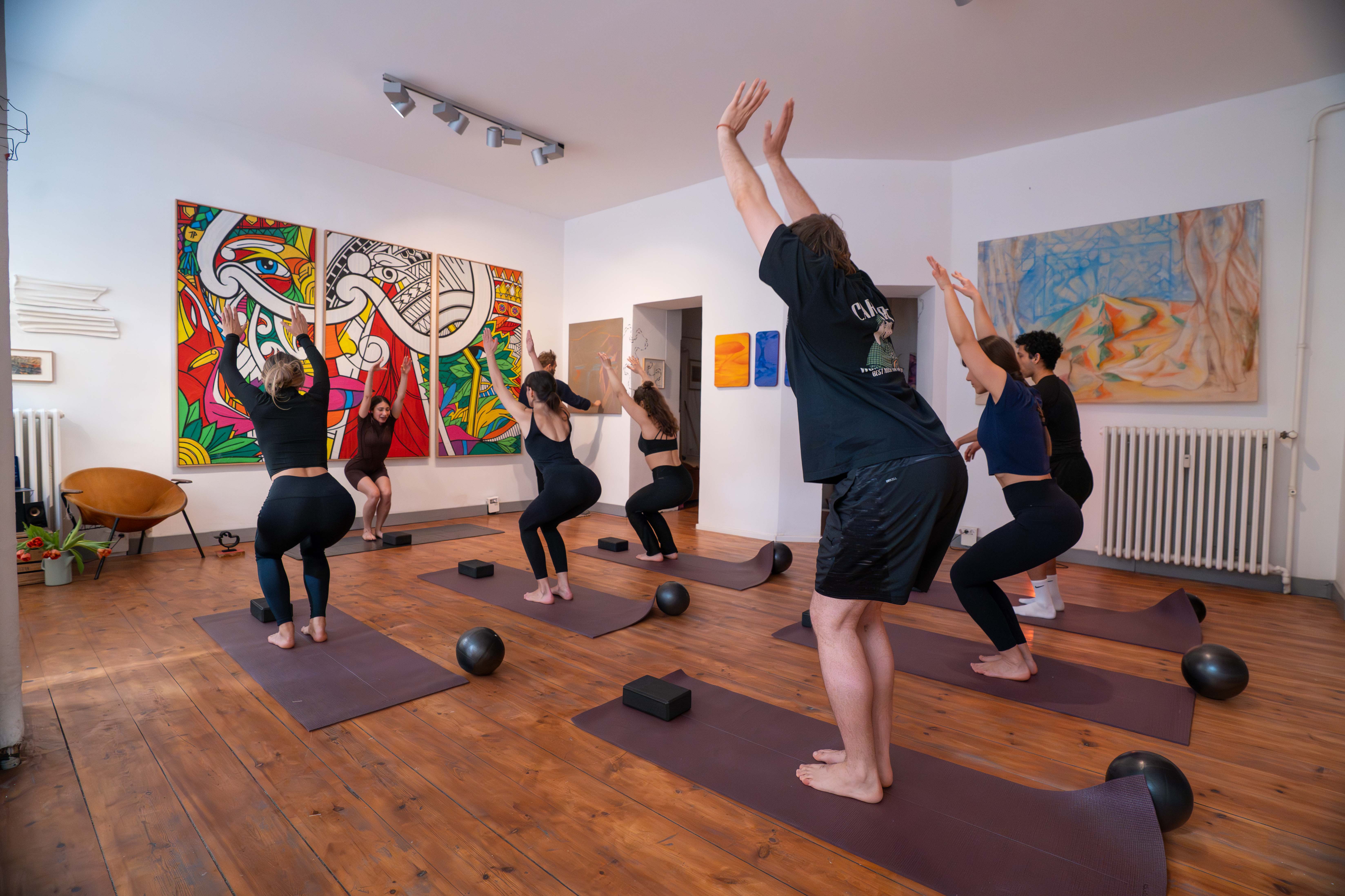 Gallery setup for Pilates class